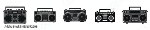 Retro Boombox Vector Set – Vintage Portable Radios Collection