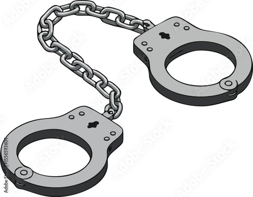Handcuffs with chain vector design isolated on white background for security and law enforcement concepts