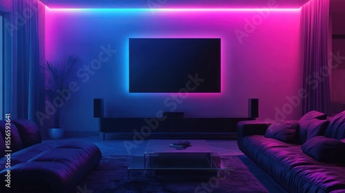 Modern living room with vibrant LED lighting (3)