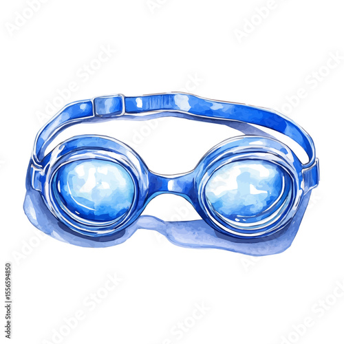 Swimming Goggles, watercolor clipart vector, isolated on a white background.
