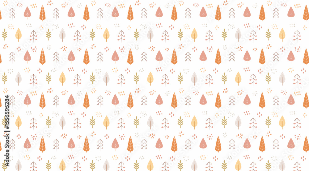 Obraz premium Minimalist Autumn Forest Seamless Pattern