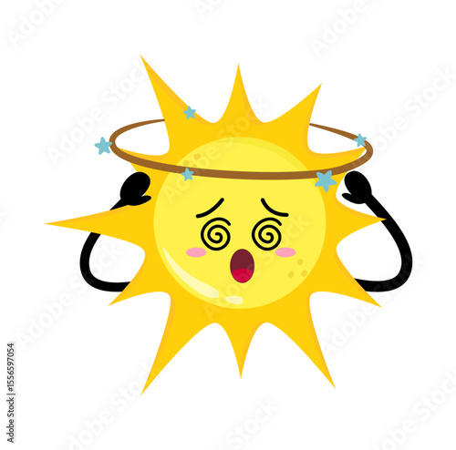 Cute Hand Drawn Dizzy Sun With Spinning Head