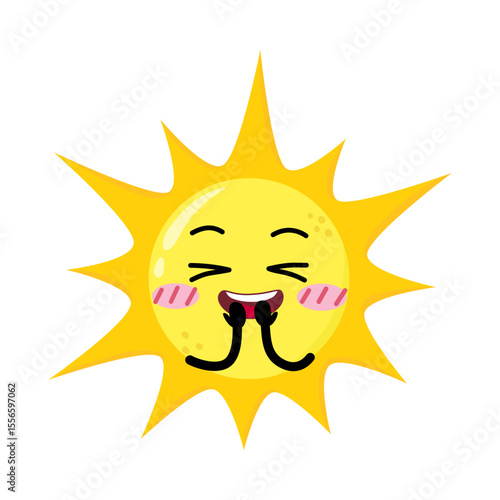 Cute Hand Drawn Shy Sun Blushing