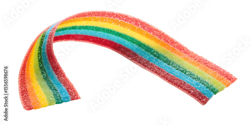 Fototapeta Rainbow gummy candy strip isolated on transparent background