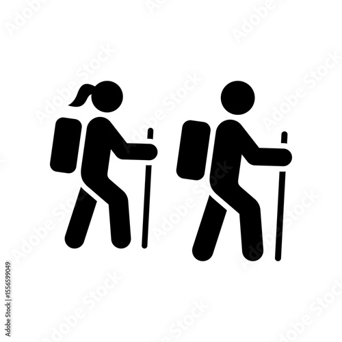 Hiking icon. Walking. Public footpath. Trail. Vector icon isolated on white background.