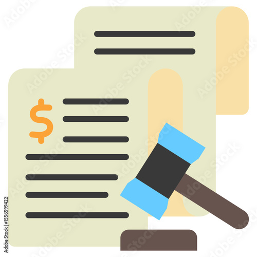 Penalty Fee flat color, mini illustration icon. use for modern concept, print, UI, UX kit, web and app development. Vector related to risk management, business, finance.