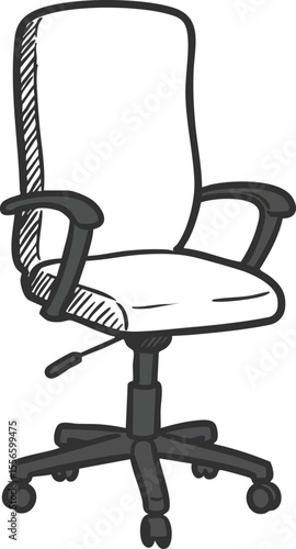 Office chair ergonomic design with wheels adjustable height and armrests vector illustration