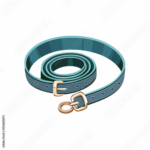 A dog leash curled beside a collar
