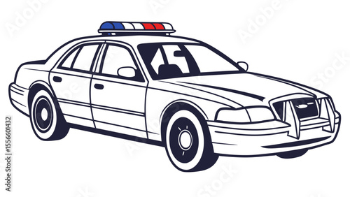 Illustrated Police Cruiser with Light Bar.