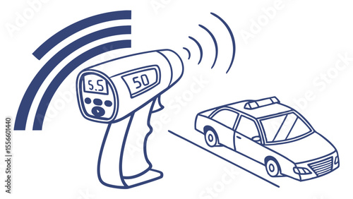 Infrared Thermometer Scanning a Vehicle for Temperature Detection.