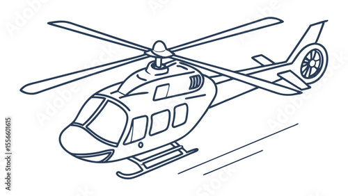 Outlined Helicopter Illustration with Landing Pad Markings.