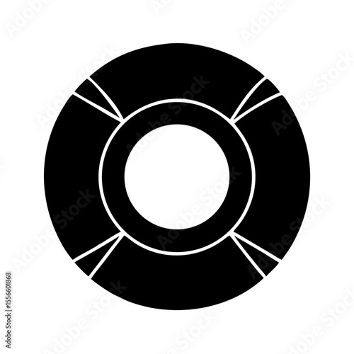 Black Solid Swim Float Icon, Swimming Aid, Pool Accessory Symbol

