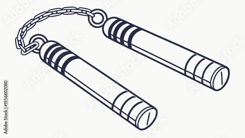 Isolated Nunchucks Illustration with Chain and Two Handles.