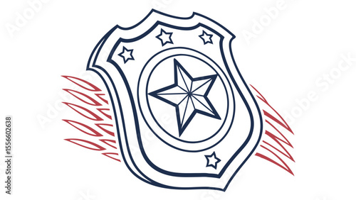 Stylized Sheriffs Badge with Flamelike Design Elements.