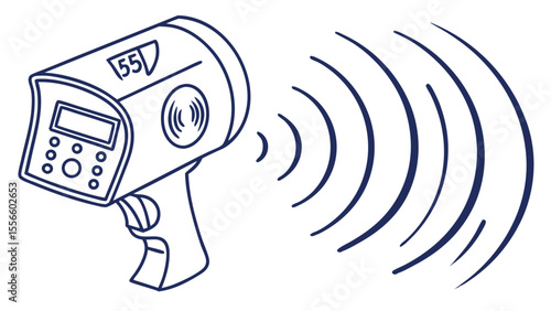 Illustration of a Speed Gun Measuring Velocity with Waves.