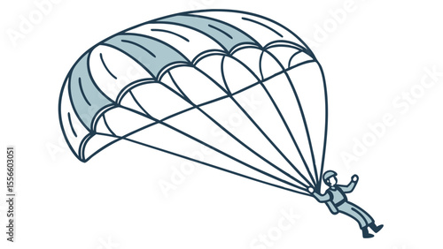 Parachutist with Open Parachute in Flight.