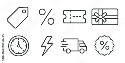 E-commerce icons set in linear style – perfect for online shopping and digital retail themes