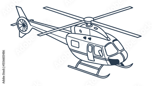Detailed Line Art Illustration of a Modern Helicopter.