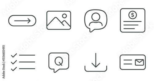 Essential communication icons set – linear style, simple and intuitive symbols
