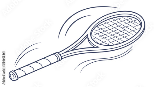 tennis racket in motion, black and white clip art preview
