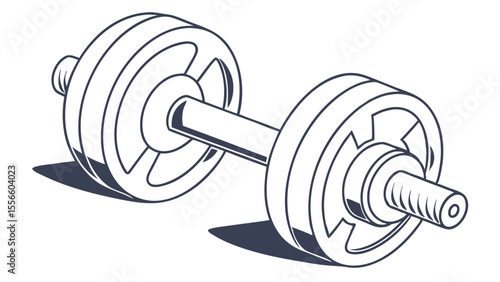 Isometric Line Drawing of a Dumbbell Weight.