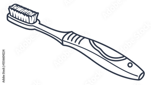 Simple Black and White Illustration of a Toothbrush.