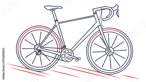 Stylish Line Art Illustration of a Road Bicycle in Motion.