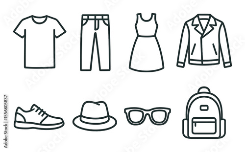 Wallpaper Mural Fashion and apparel icons set – linear style, clothing and accessory symbols Torontodigital.ca