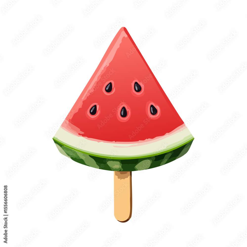 A slice of watermelon on a stick
A slice of watermelon on a stick