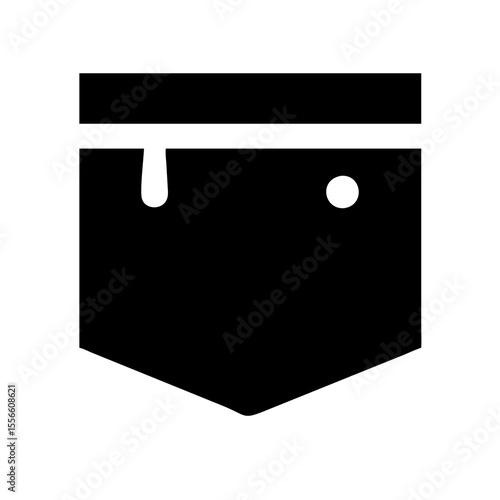 Stylish black pocket silhouette on a white background for clothing design concept