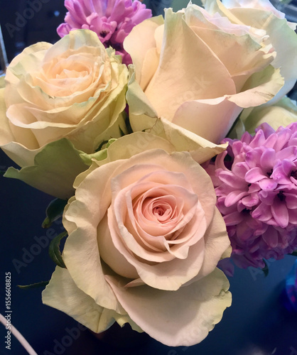 Pale Roses and Lilac Blooms