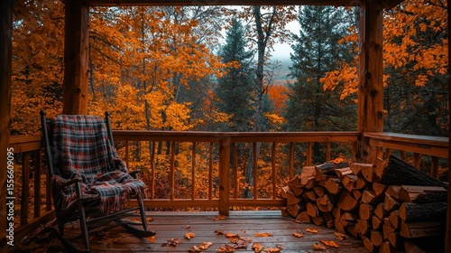 Autumn porch, tranquil view
