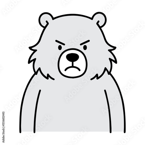 Simple Cartoon Bear Angry Expression Face Icon Illustration