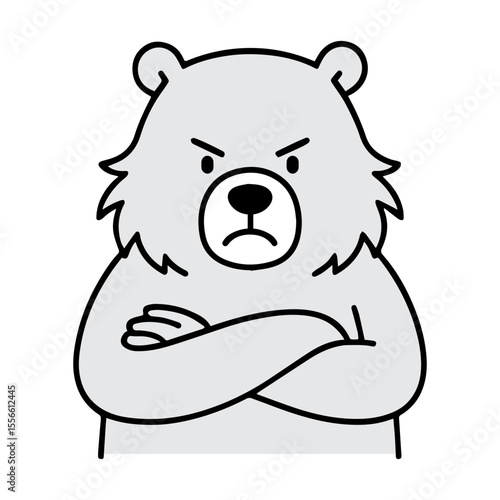 Outline Cartoon Angry Bear Character Illustration Icon