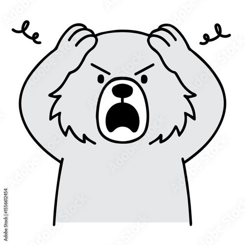 Outline Handdrawn Angry Bear Cartoon Expression Illustration