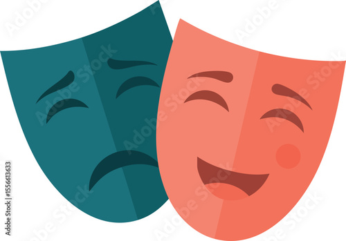 Comedy and tragedy theatrical masks symbolizing drama art and performance culture vector illustration
