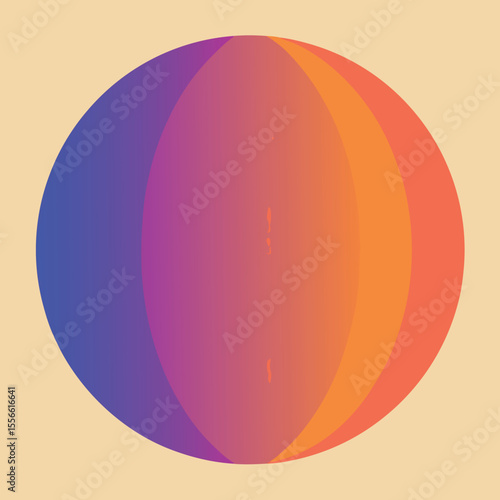 Abstract overlapping color gradient arcs on a light beige background graphic design