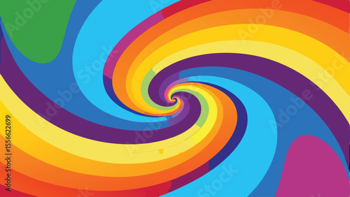 Colorful swirl abstract design with dynamic shapes and rainbow color palette