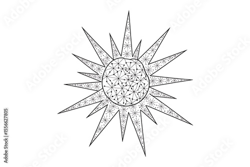 Ornate sunburst design, intricate details.
