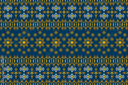 Abstract geometric design of ethnic, western fashion for Pakistani, Indian, Arab rugs, fabric, clothing, rugs, vector illustration, embroidery style, seamless, and wallpaper.