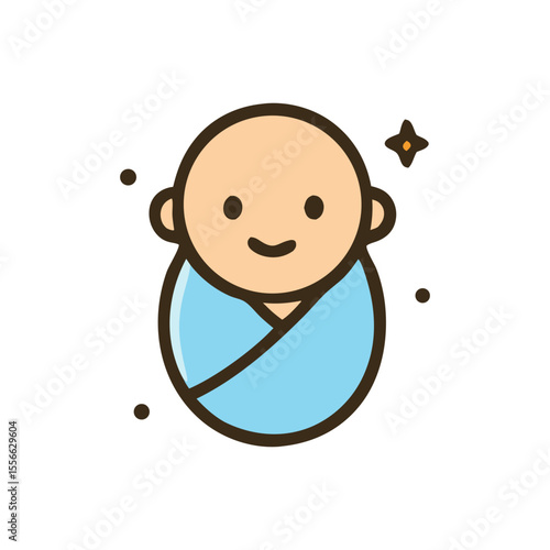 Newborn infant in a light blue blanket sleeping, suitable for baby related designs, parenting articles, and baby shower materials
