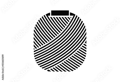 Abstract black and white geometric pattern representing a spool of thread