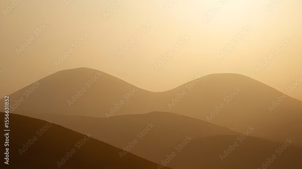 Obraz premium Golden Hour Desert Landscape Mountain Silhouette