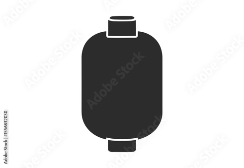 Simple black silhouette of a spool of thread on a white background