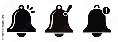 Collection of three black bell icons representing notifications and alerts