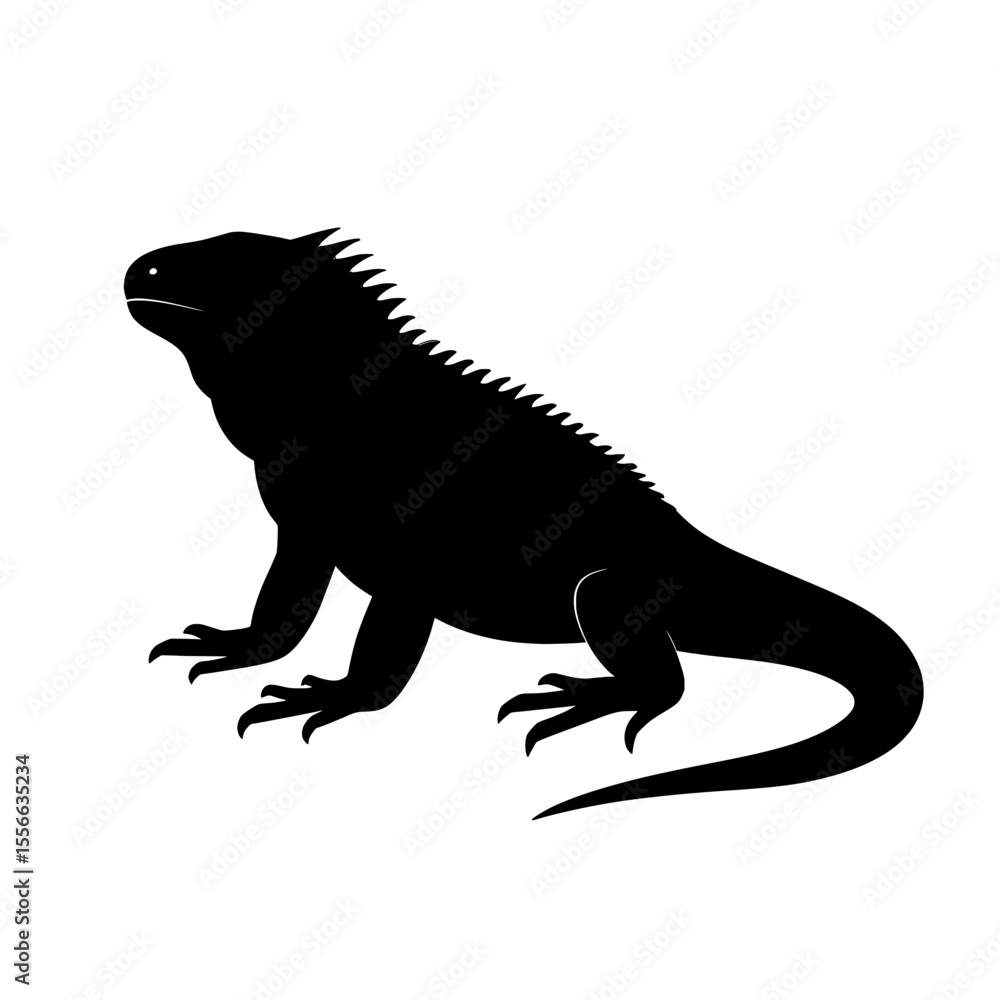 Obraz premium Silhouette of a Majestic Blue Iguana Against a Clean White Background