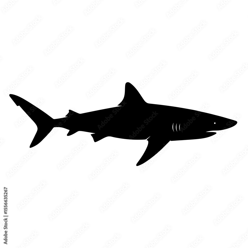 Obraz premium Blue Shark Silhouette with Sleek Shape and Minimalist Design