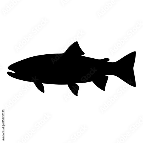 Bold Black Silhouette of a Bull Trout Fish