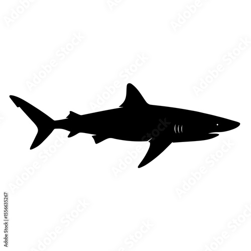 Blue Shark Silhouette with Sleek Shape and Minimalist Design