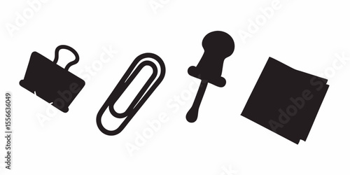 Office supplies clip art vector illustration for stationery design and back to school graphics vector silhouette